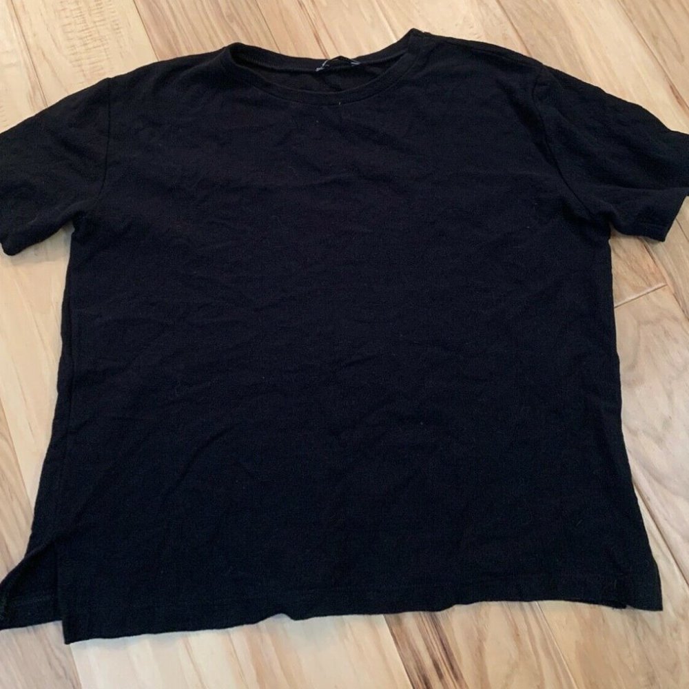 Zara Trafaluc Textured Black Boxy T Shirt